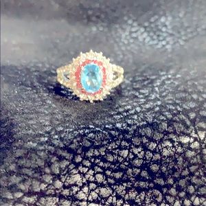 Ring- Light blue, pink and clear stones